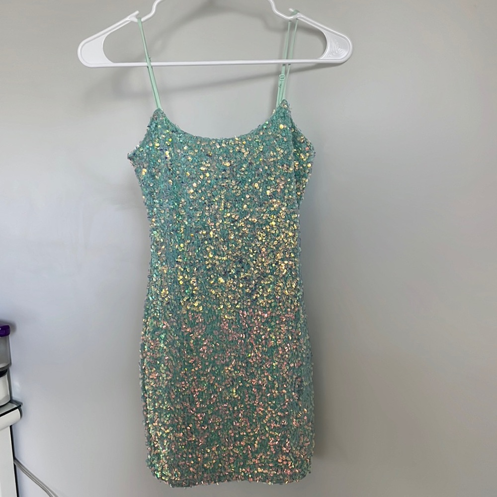 Green sequin dress